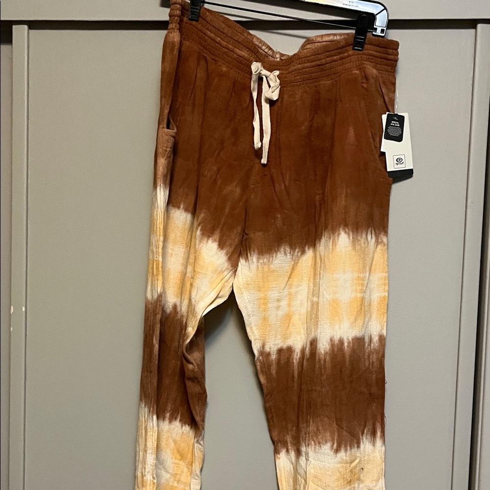 RIPCURL Brown and Yellow Tie-Dye Joggers
